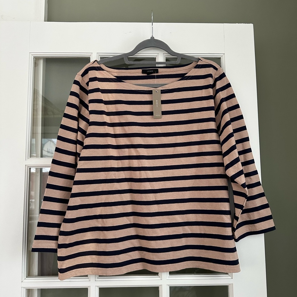 J. Crew Striped Black and Tan Women's Top